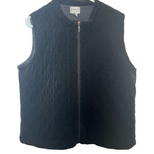 Chicos Travelers Vest Womens Size L Sleeveless Zip Up Black Microfiber Lined